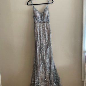 Silver & Blue Glittery Gown